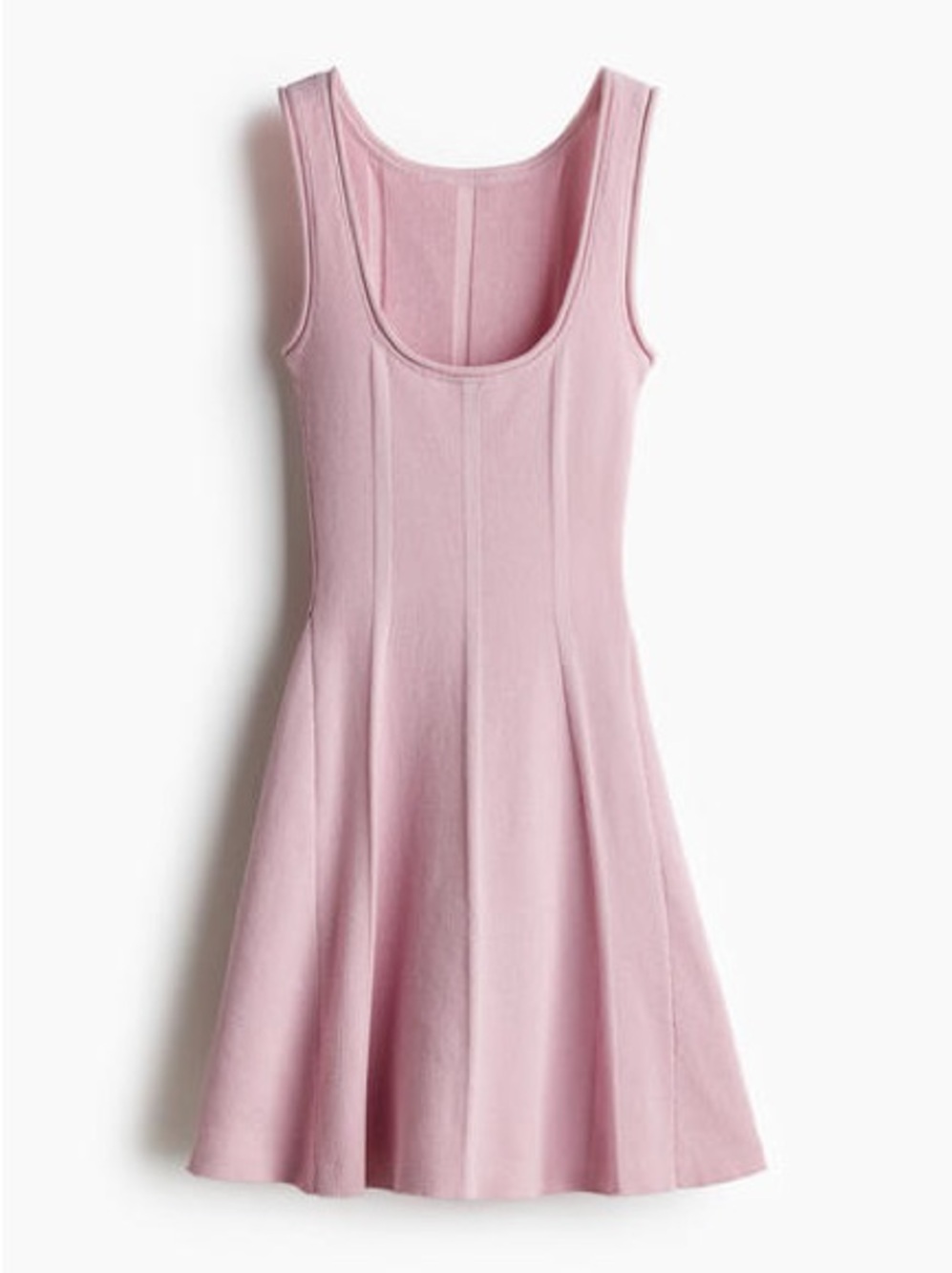 H&M Pink Ribbed Flared Mini Dress - Size S